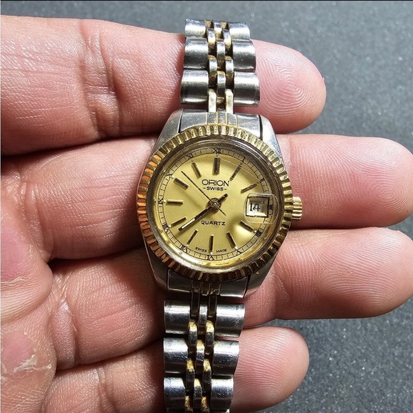 Orion Swiss Made Ladies Quartz Watch Silver And Gold Tone Date Just Working - Picture 1 of 9